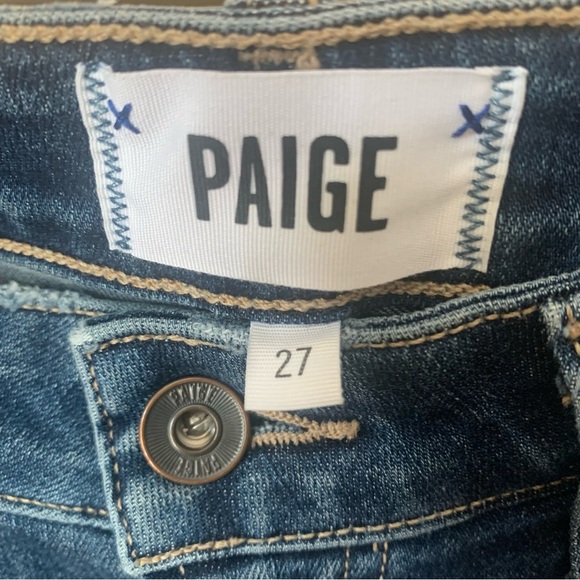 PAIGE Skyline Skinny Crop Mid-Rise Pico Jeans Raw Hem Size 27 - Picture 3 of 15